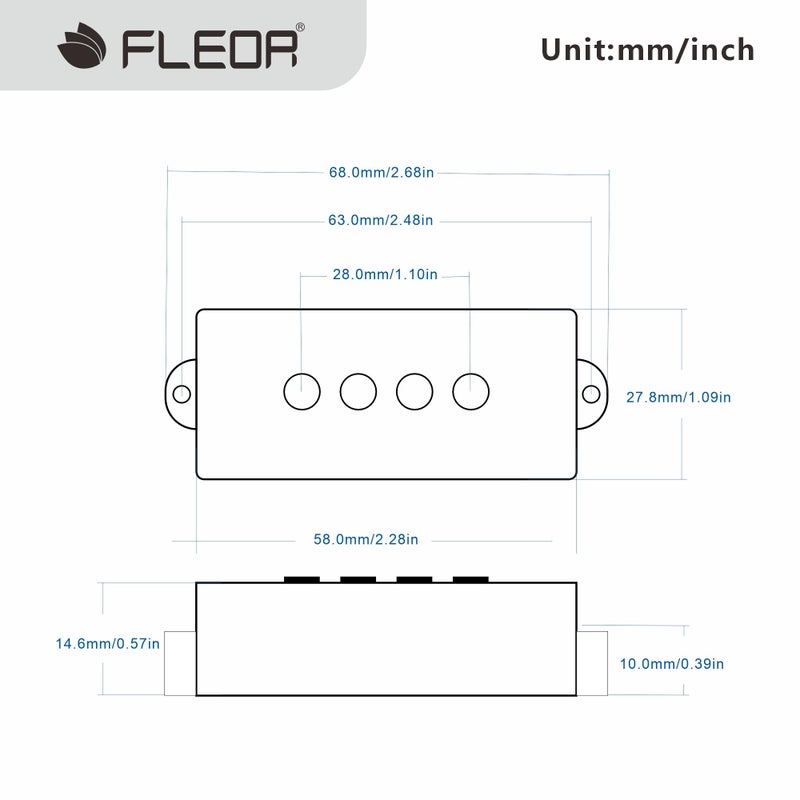 FLEOR Alnico 5 P Bass Pickups Humbucker Pickup for 4 String P Bass Replacement - Image 2